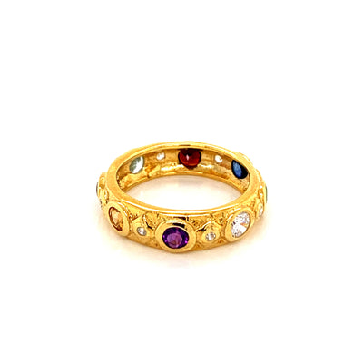 Natural Navaratna (9 Stones)  Gold Plated Ring with Certificate for Men & Women