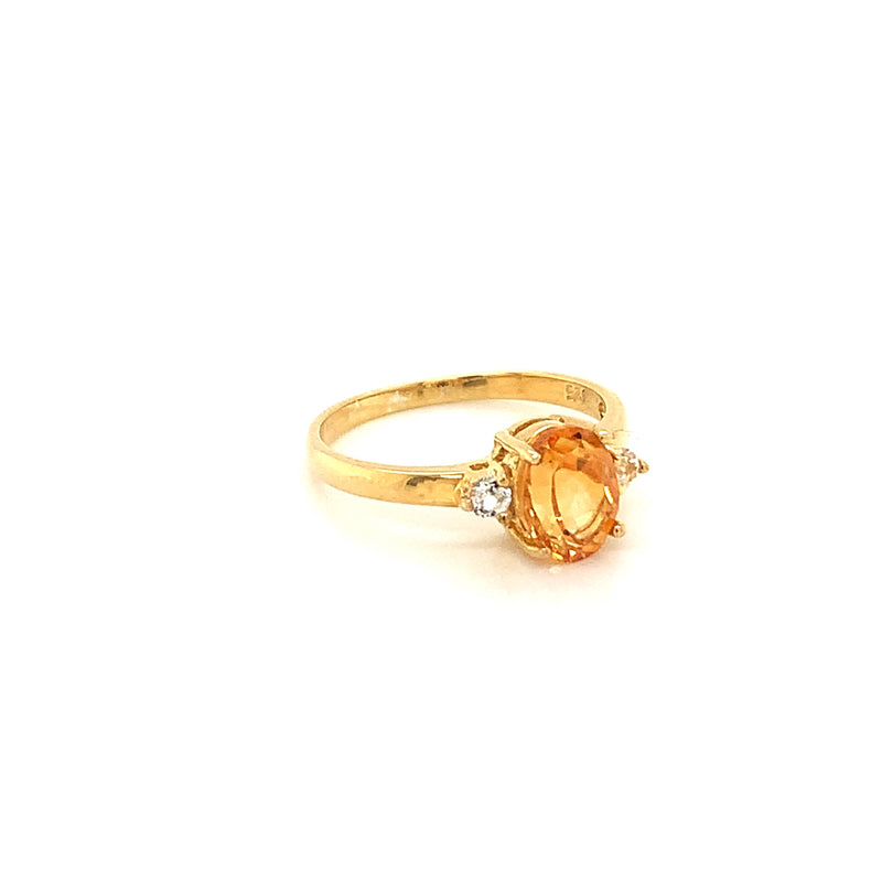 Citrine Gold Plated 925 Sterling Silver Ring