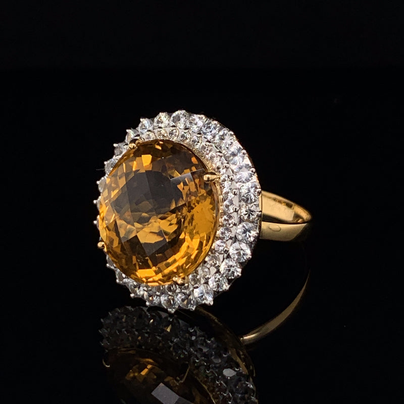 Citrine Setting With White Sapphire 18k Gold Ring1b