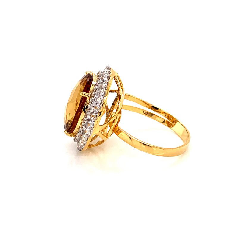 Citrine Setting With White Sapphire 18k Gold Ring3