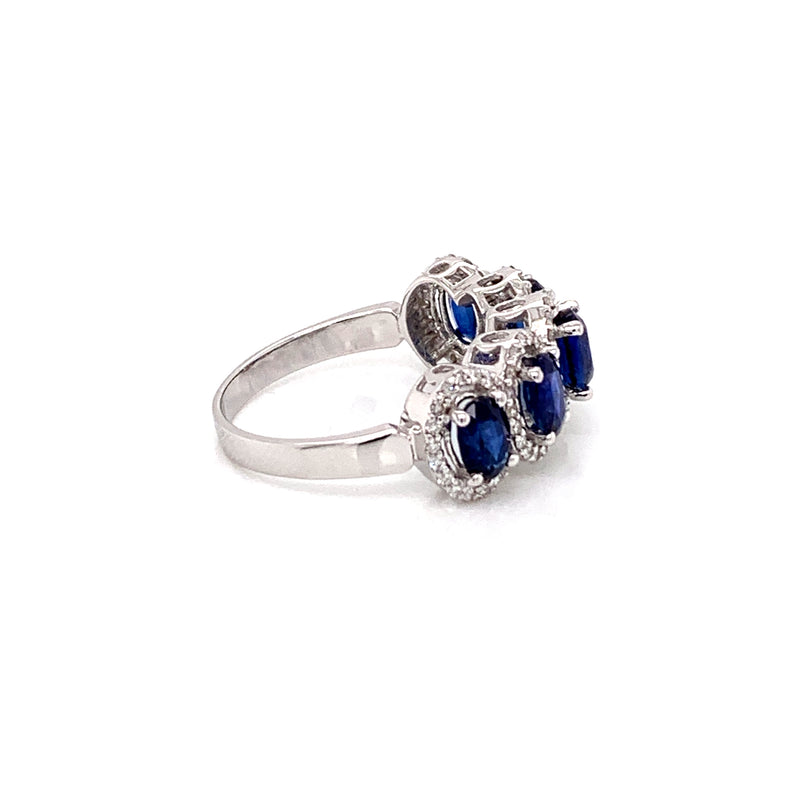 Blue Sapphire Setting With Diamonds 18K White Gold Ring