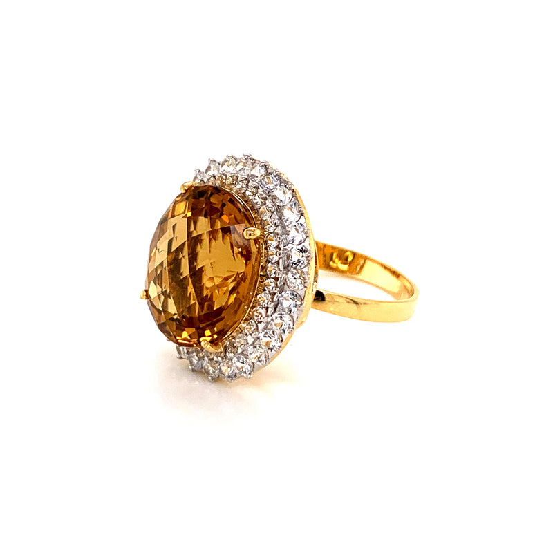Citrine Setting With White Sapphire 18k Gold Ring1