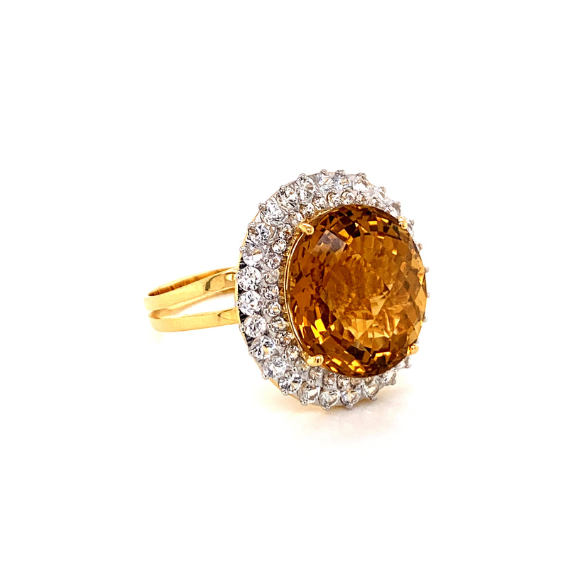 Citrine Setting With White Sapphire 18k Gold Ring2