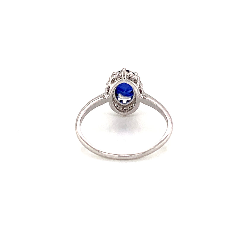 Blue Sapphire Setting With Diamonds 18K White Gold Ring