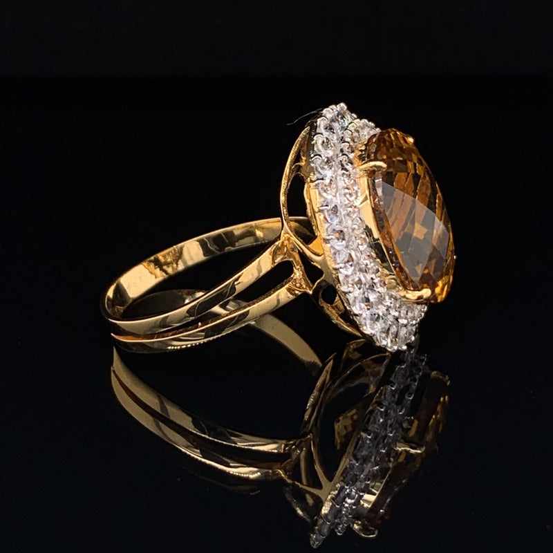 Citrine Setting With White Sapphire 18k Gold Ring4b