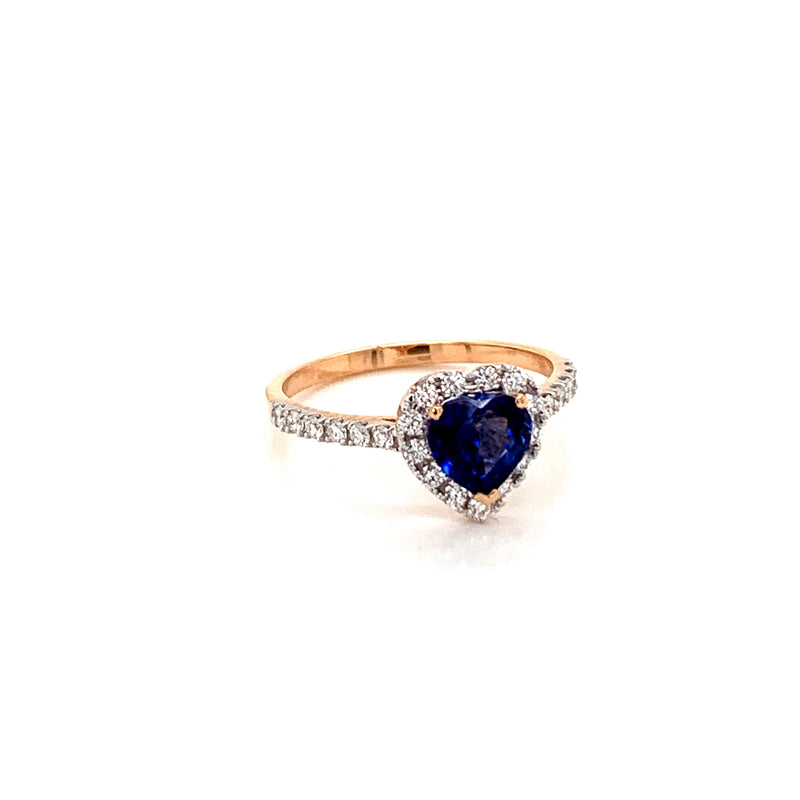 Blue Sapphire Setting With Diamonds 18k Yellow Gold Ring