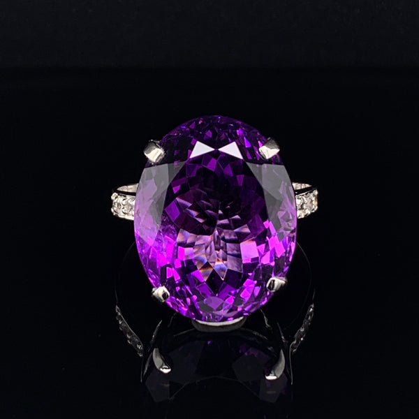 Amethyst and White Sapphire 18k White Gold Ring