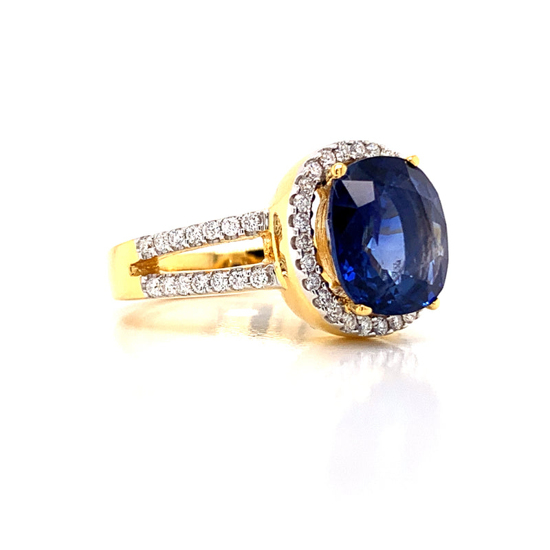 Blue Sapphire Setting With Diamonds 18k Yellow Gold