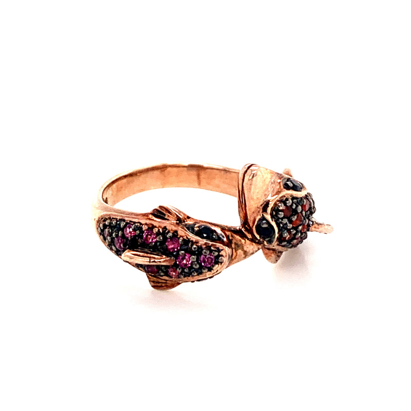 Lucky Fish Silver 925 gold Plated Ring