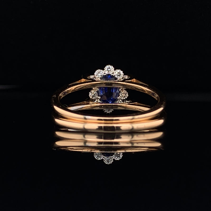 Ruby & Blue Sapphire Setting With Diamonds 18K Yellow & White Gold Ring