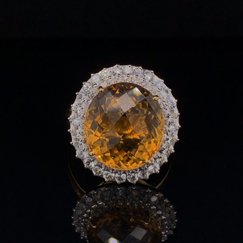 Citrine Setting With White Sapphire 18k Gold Ring5b