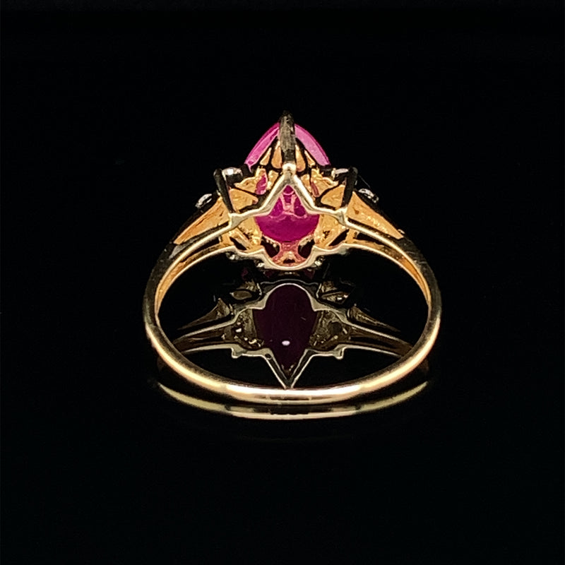 Ruby Set In Diamonds 18k Gold Ring