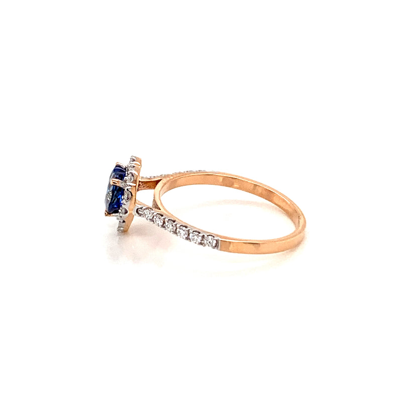 Blue Sapphire Setting With Diamonds 18k Yellow Gold Ring