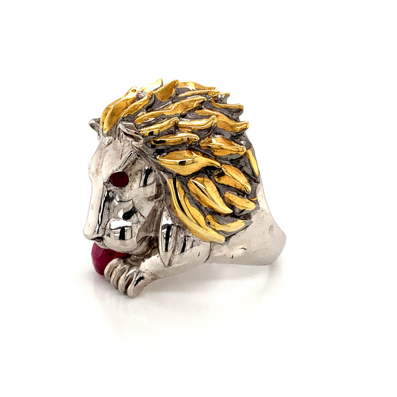 Ruby Lion Head Ring