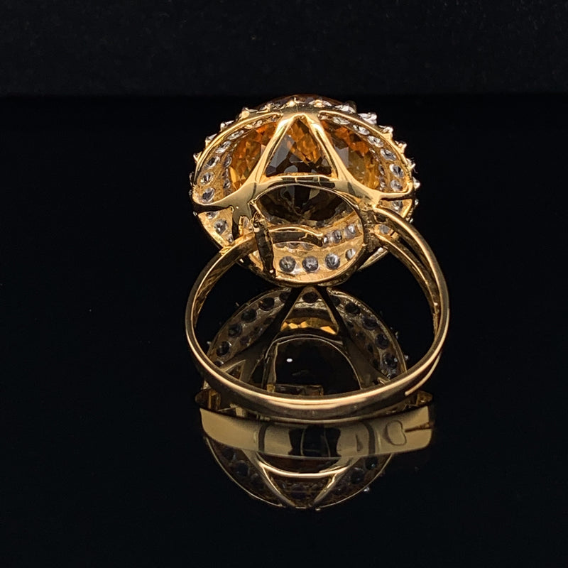 Citrine Setting With White Sapphire 18k Gold Ring6b