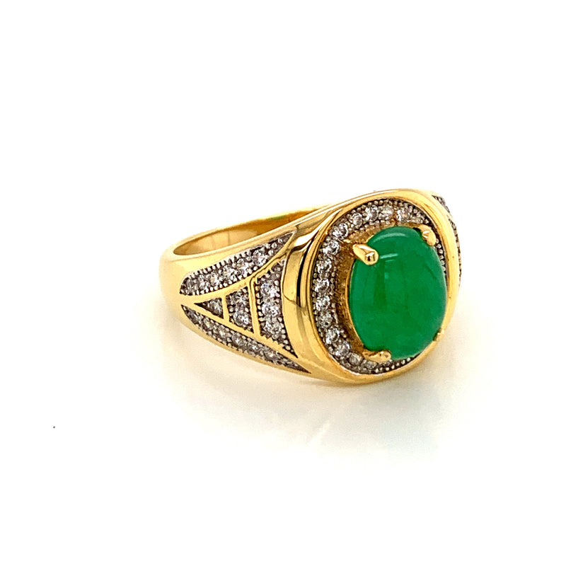 Jade and White Sapphire Ring
