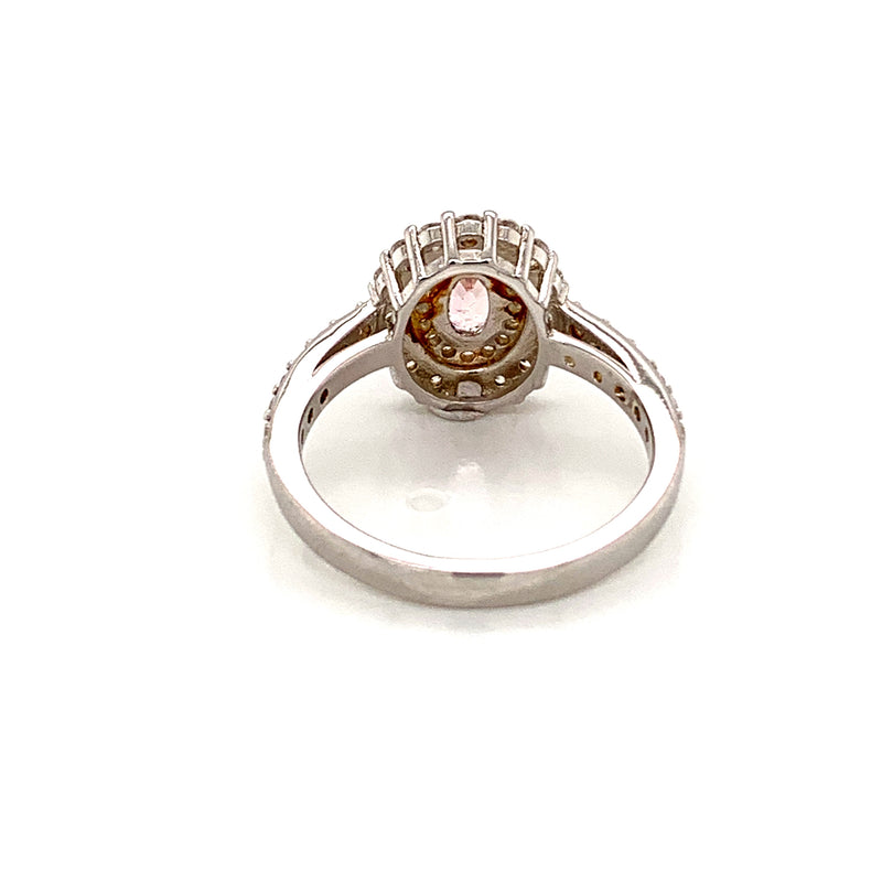 Pink Sapphire and White Sapphire 925 Silver Ring