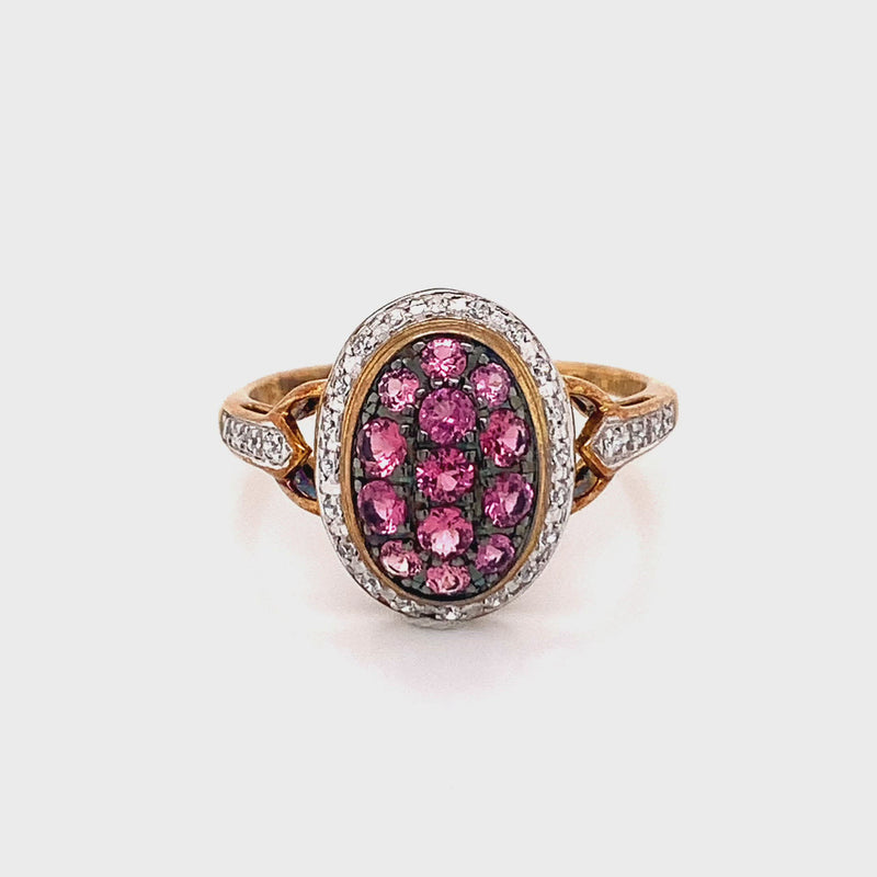 Pink Sapphire & White Sapphire 925 Silver Ring