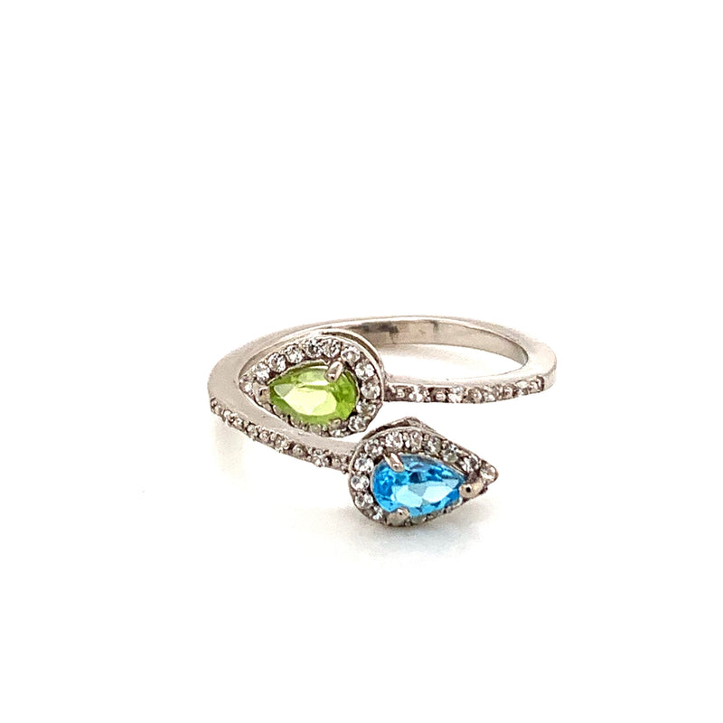 Peridot and Blue Topaz 925 Silver Ring