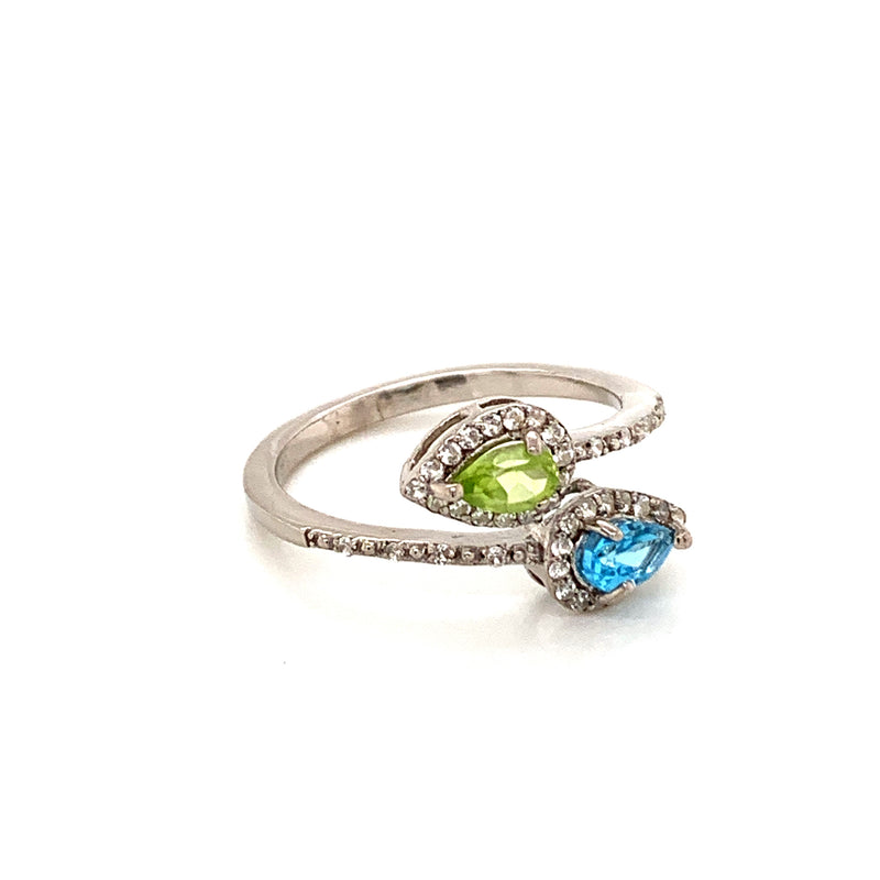 Peridot and Blue Topaz 925 Silver Ring