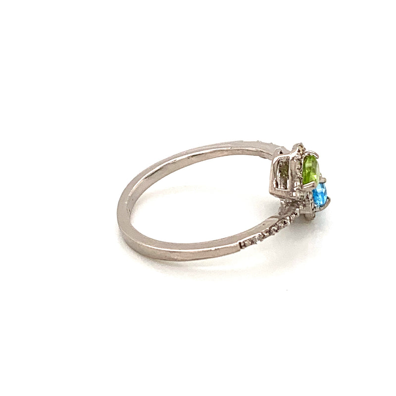 Peridot and Blue Topaz 925 Silver Ring