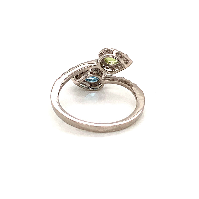Peridot and Blue Topaz 925 Silver Ring