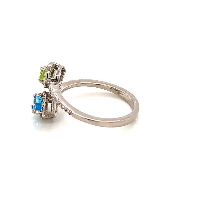 Peridot and Blue Topaz 925 Silver Ring