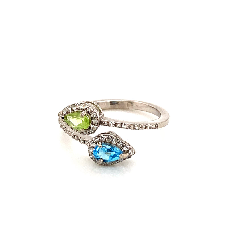 Peridot and Blue Topaz 925 Silver Ring