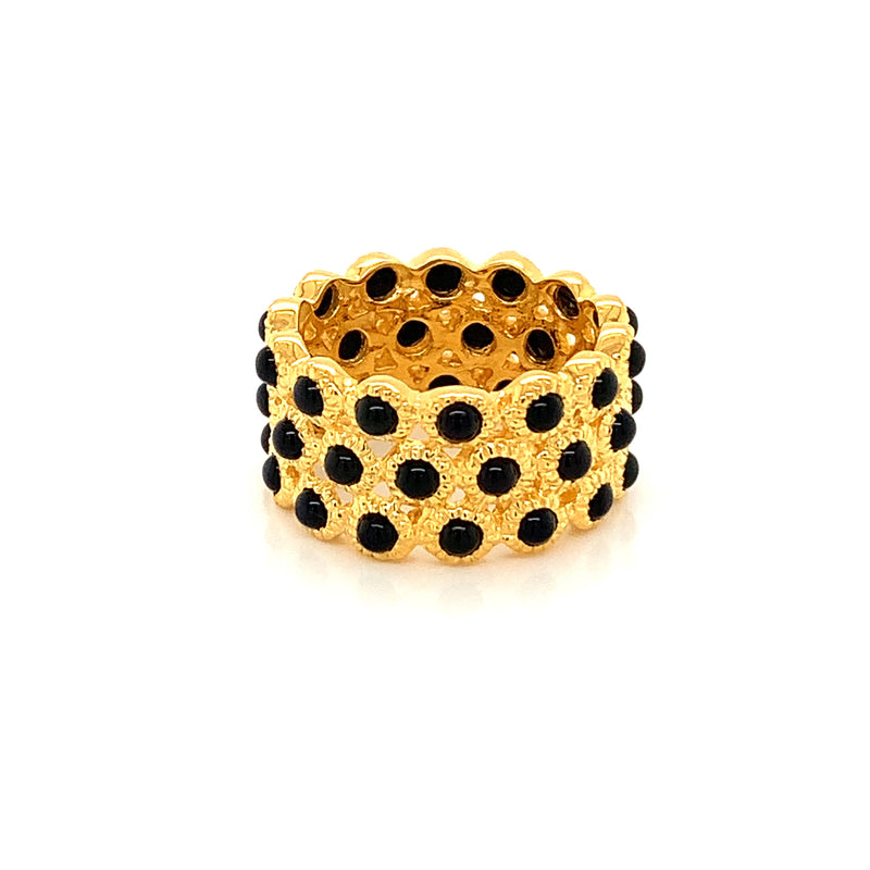 Black Spinel Gold Plated Silver Ring