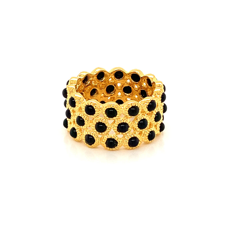 Black Spinel Gold Plated Silver Ring