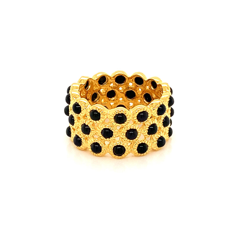 Black Spinel Gold Plated Silver Ring