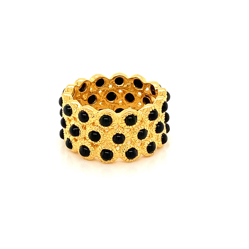 Black Spinel Gold Plated Silver Ring