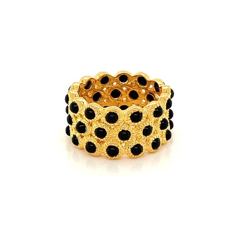 Black Spinel Gold Plated Silver Ring