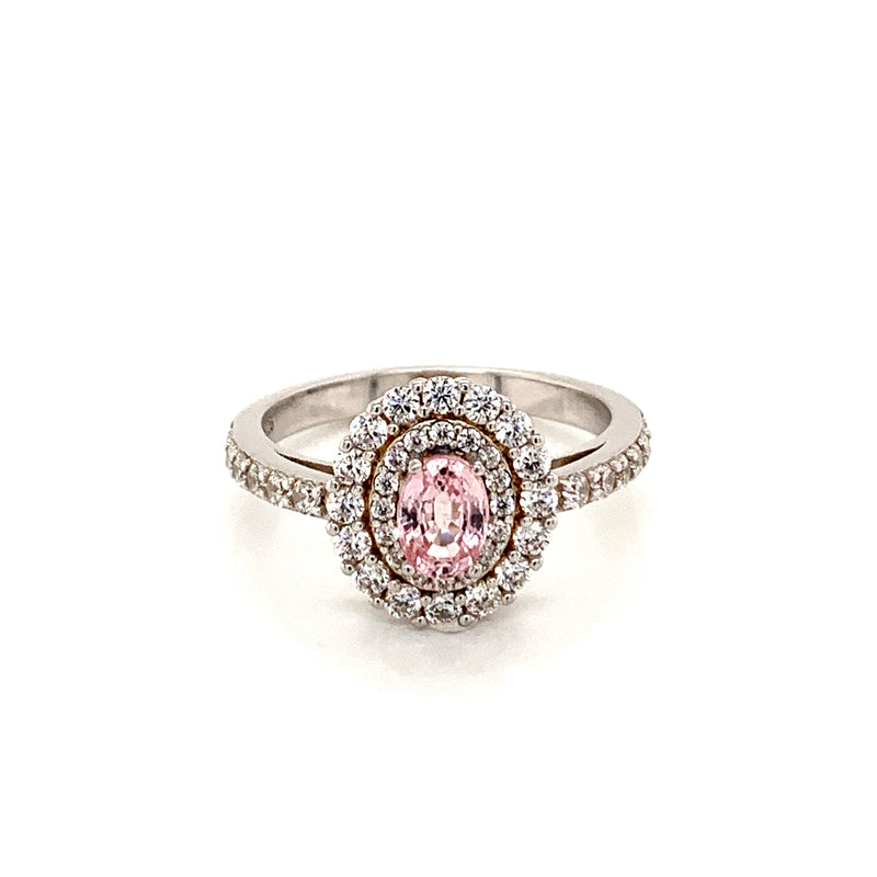 Pink Sapphire and White Sapphire 925 Silver Ring