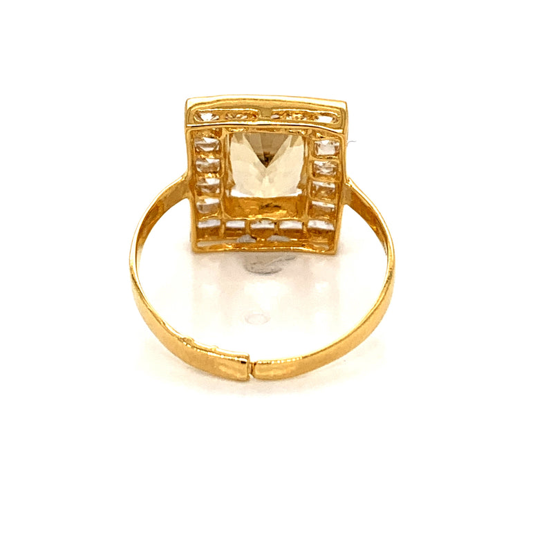 Yellow Beryl & White Sapphire 18k Gold Ring