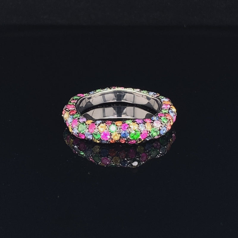 Multicolor Sapphire Silver Ring