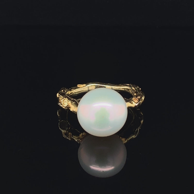 Natural Pearl Gold Plated 925 Silver Ring