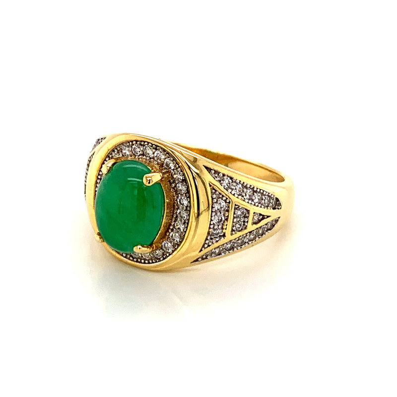 Jade and White Sapphire Ring