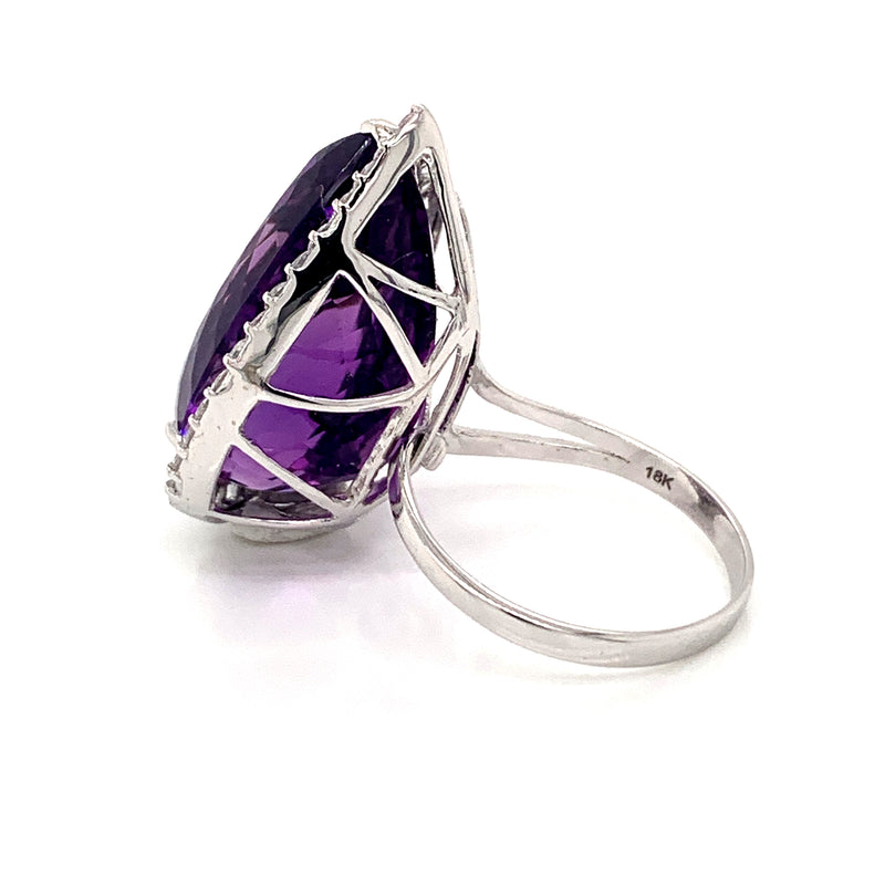 Amethyst and White Sapphire 18k White Gold Ring