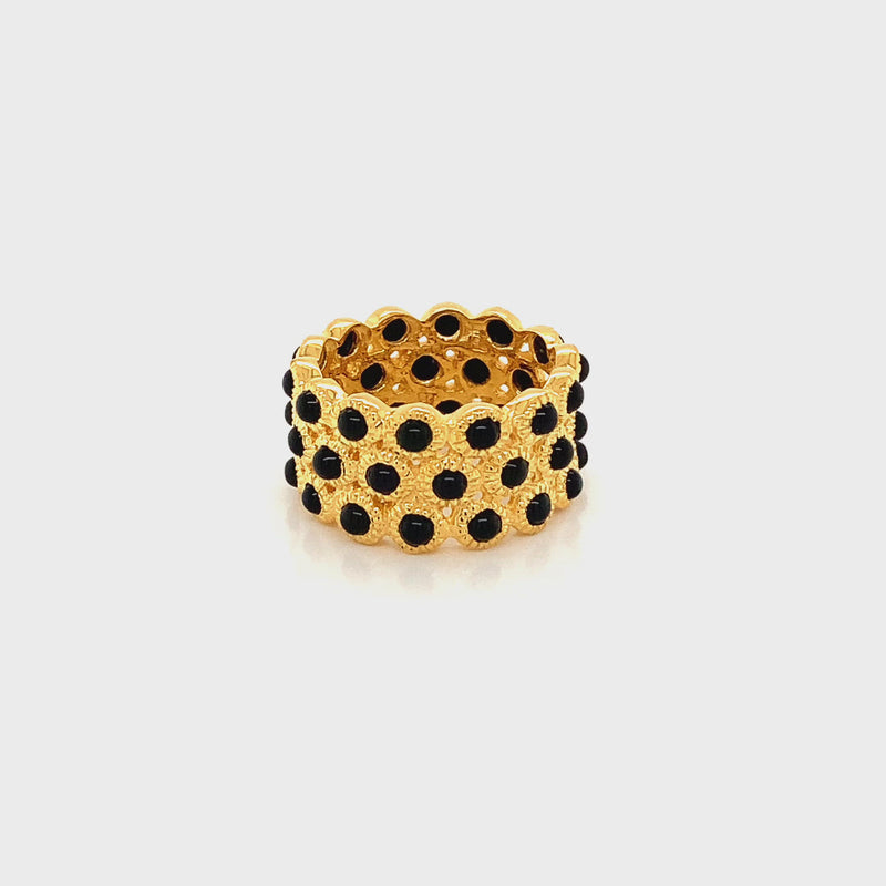 Black Spinel Gold Plated Silver Ring
