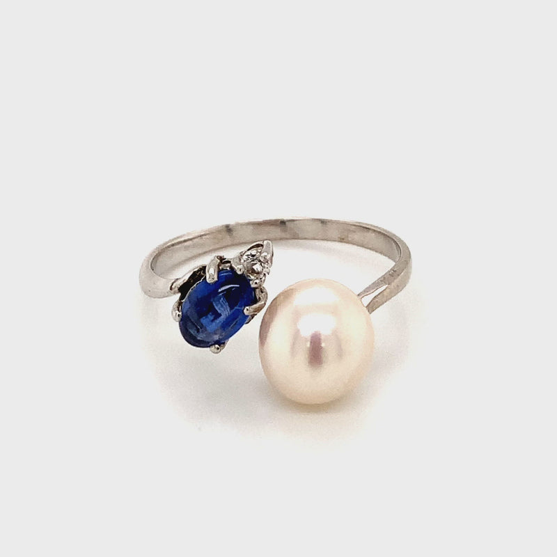 Pearl and Blue Sapphire Ring