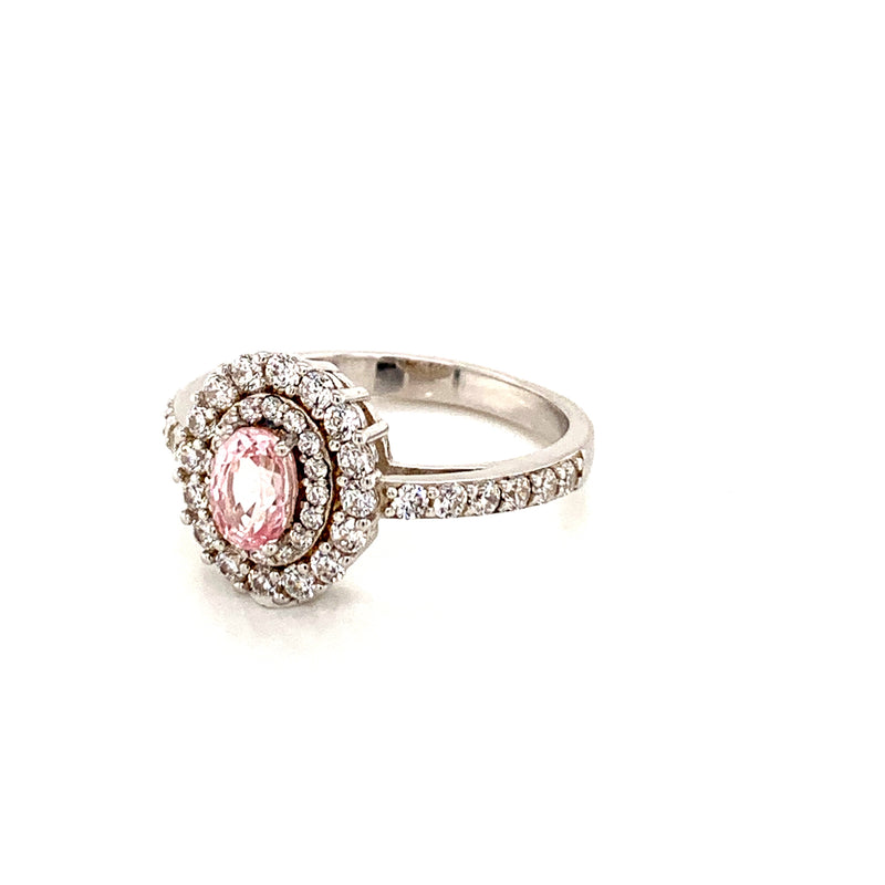 Pink Sapphire and White Sapphire 925 Silver Ring