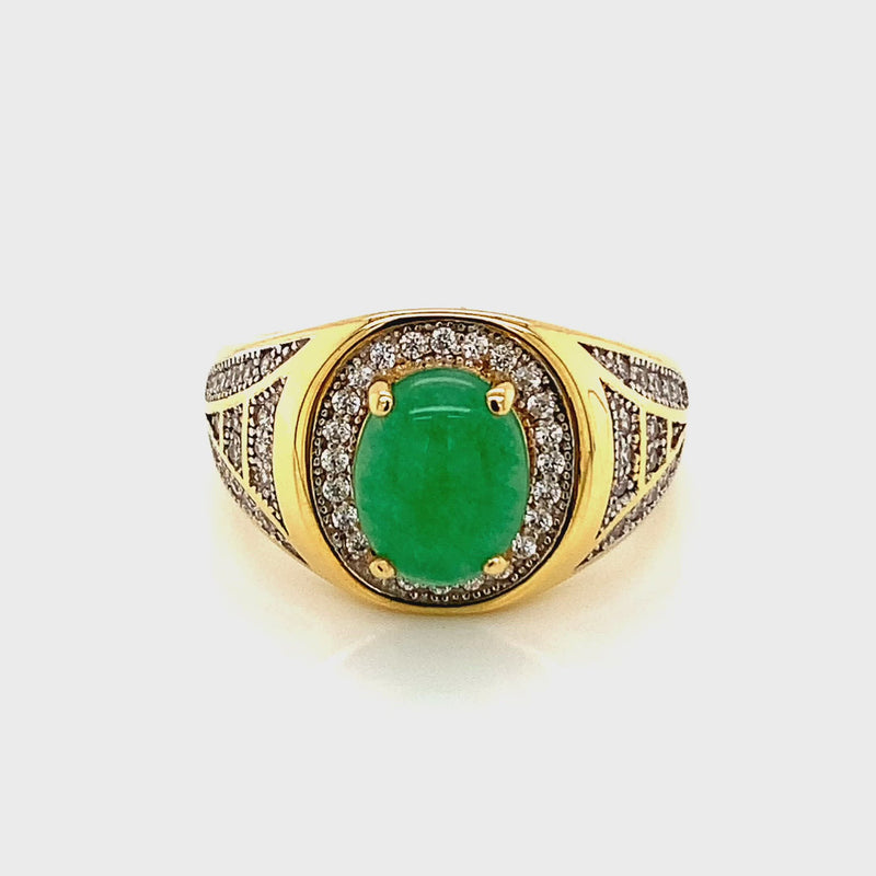 Jade and White Sapphire Ring
