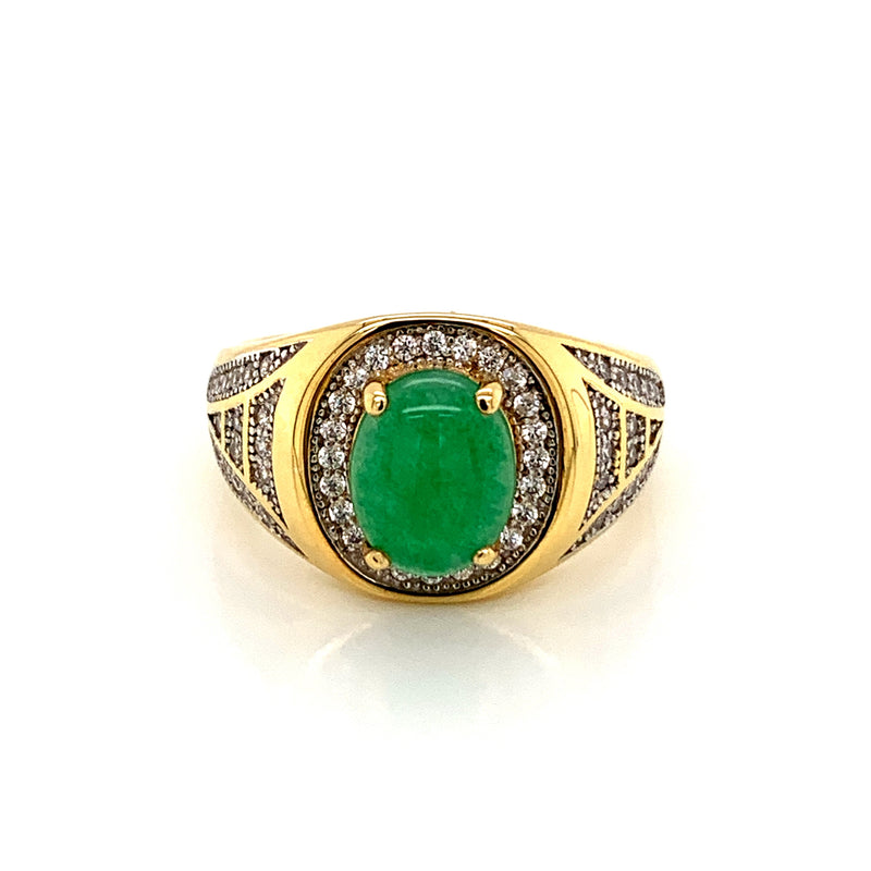 Jade and White Sapphire Ring