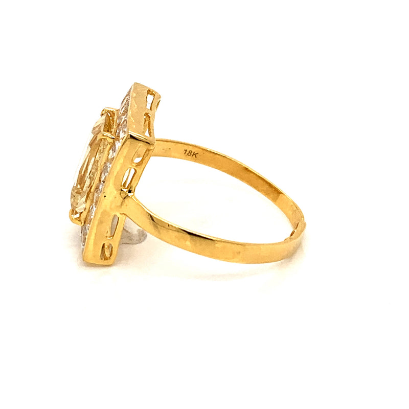 Yellow Beryl & White Sapphire 18k Gold Ring