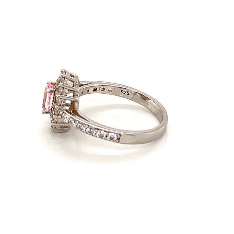 Pink Sapphire and White Sapphire 925 Silver Ring