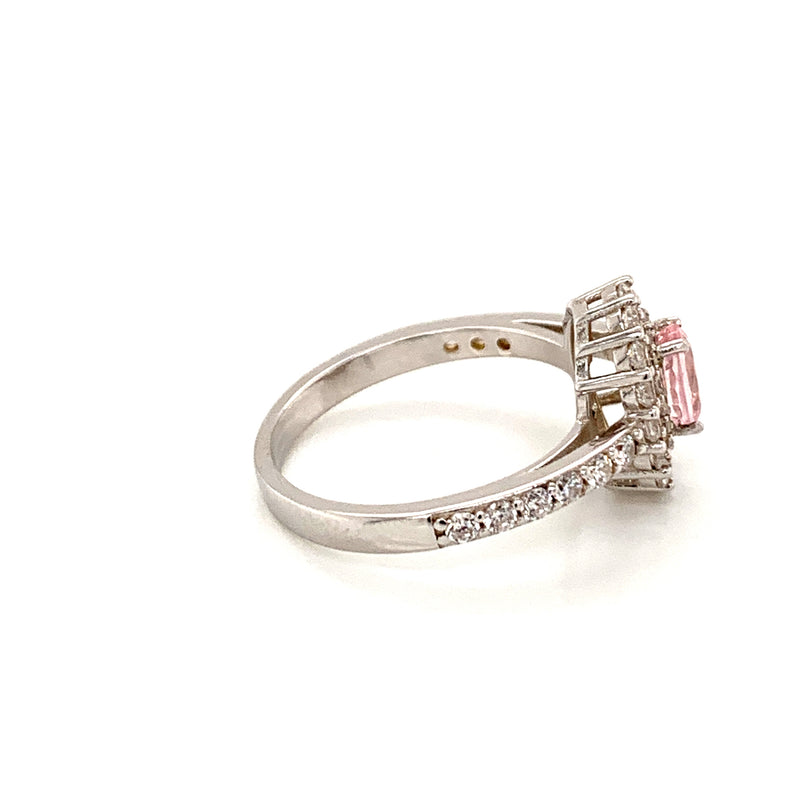 Pink Sapphire and White Sapphire 925 Silver Ring