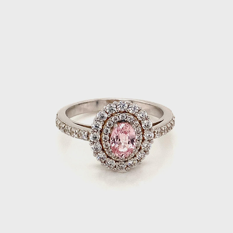 Pink Sapphire and White Sapphire 925 Silver Ring