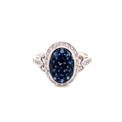Blue Sapphire & White Sapphire 925 Silver Ring