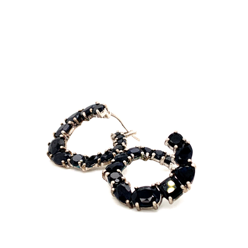 Black Sapphire 925 silver earrings